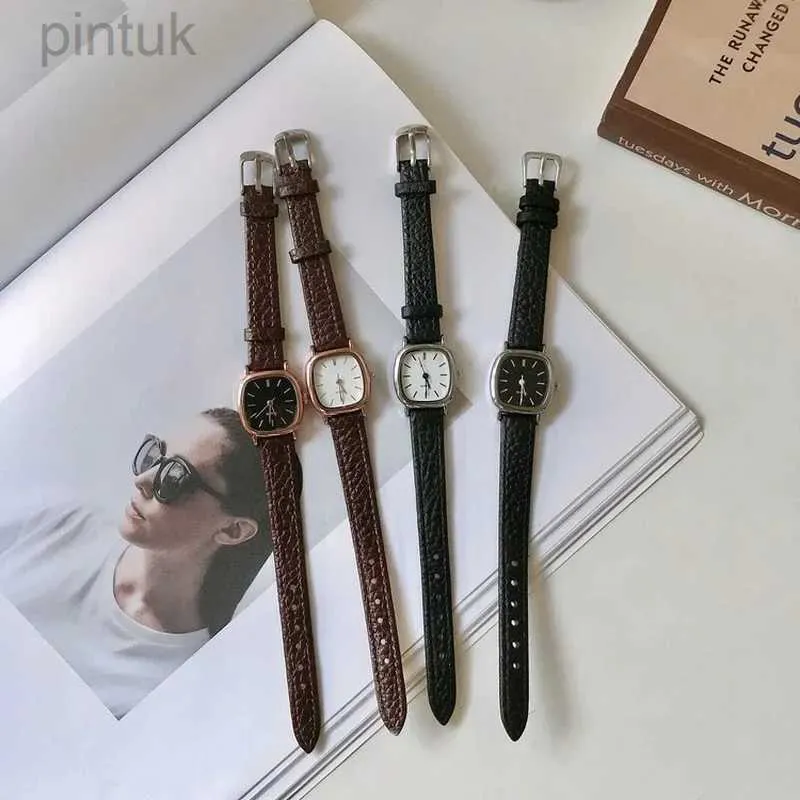 Relógios de pulso Mulheres Simples Vintage Relógios Retro Brown Dial Relógio de Pulso Pulseira de Couro Relógio de Pulso de Alta Qualidade Senhoras Pulseira Casual Relojes 24329