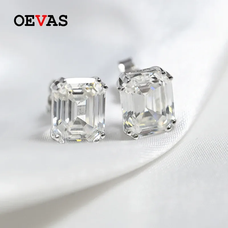 Orecchini OEVAS Classic 925 Sterling Silver High Carbon Gemstone Diamanti Orecchini Ear Studs Matrimonio Sposa Fine Jewelry Regali all'ingrosso