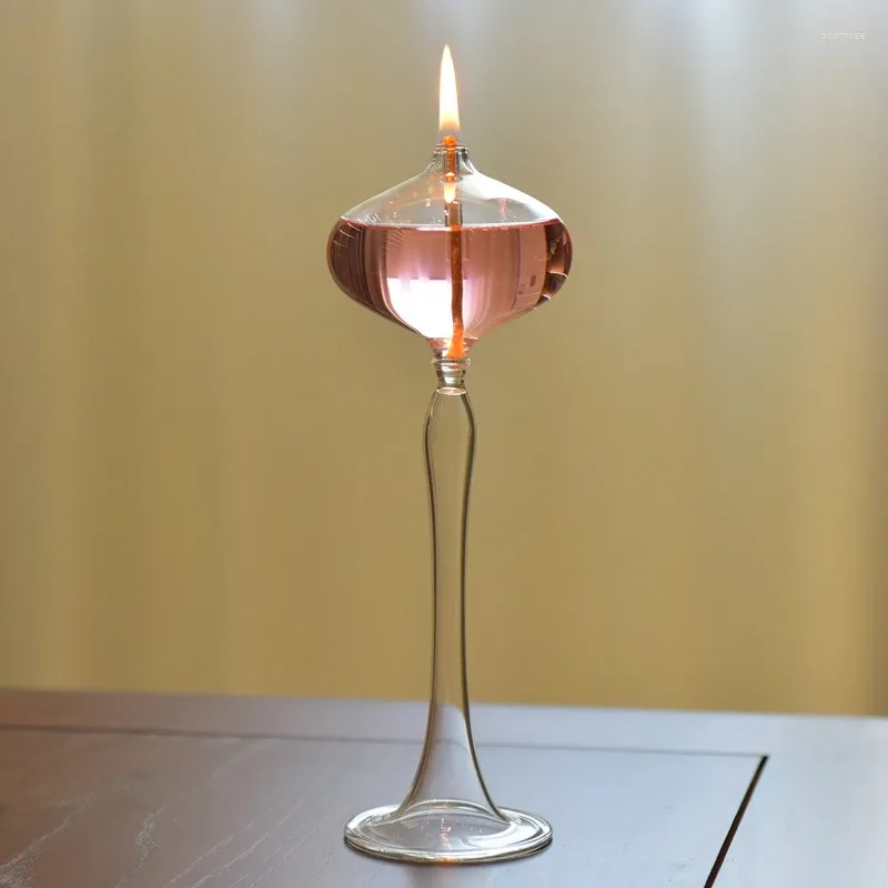 Świecane uchwyty szklane lampa olejowa nordycka kreatywna przezroczysta świecznik ślubny dom dekoracji rękodzieło ornamenty imprezowe