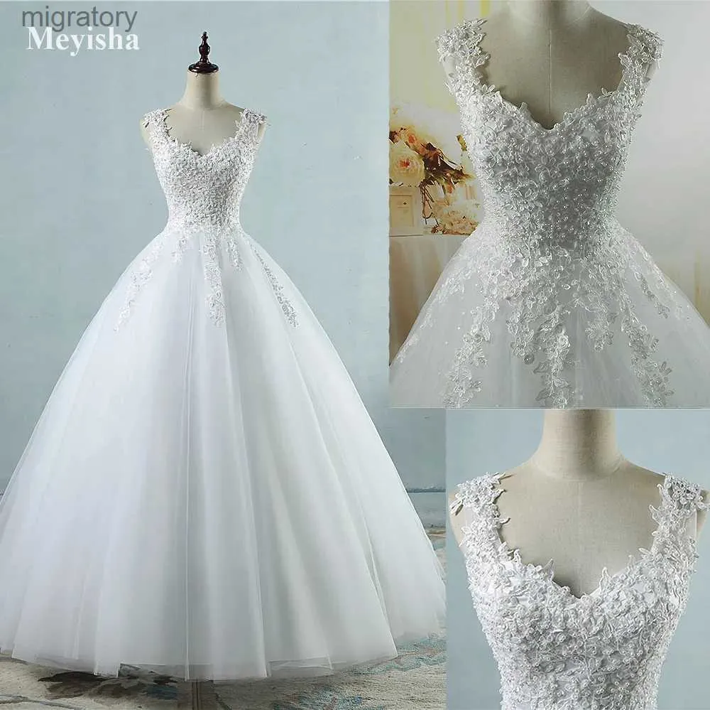 Abiti sexy urbani ZJ9076 Abito da ballo senza spalline Bianco Avorio Tulle Perle Abito da sposa per matrimonio 2023 Matrimonio Realizzato dal cliente yq240329