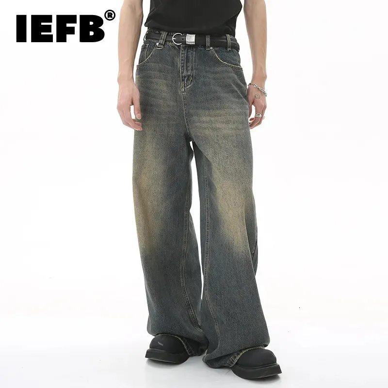 IEFB Mens Vintage Jeans Fashion Waage Street Casual Wide Bein Denim Hosen Sommer verzweifelt lose männliche vielseitige Hose 9c354 240321