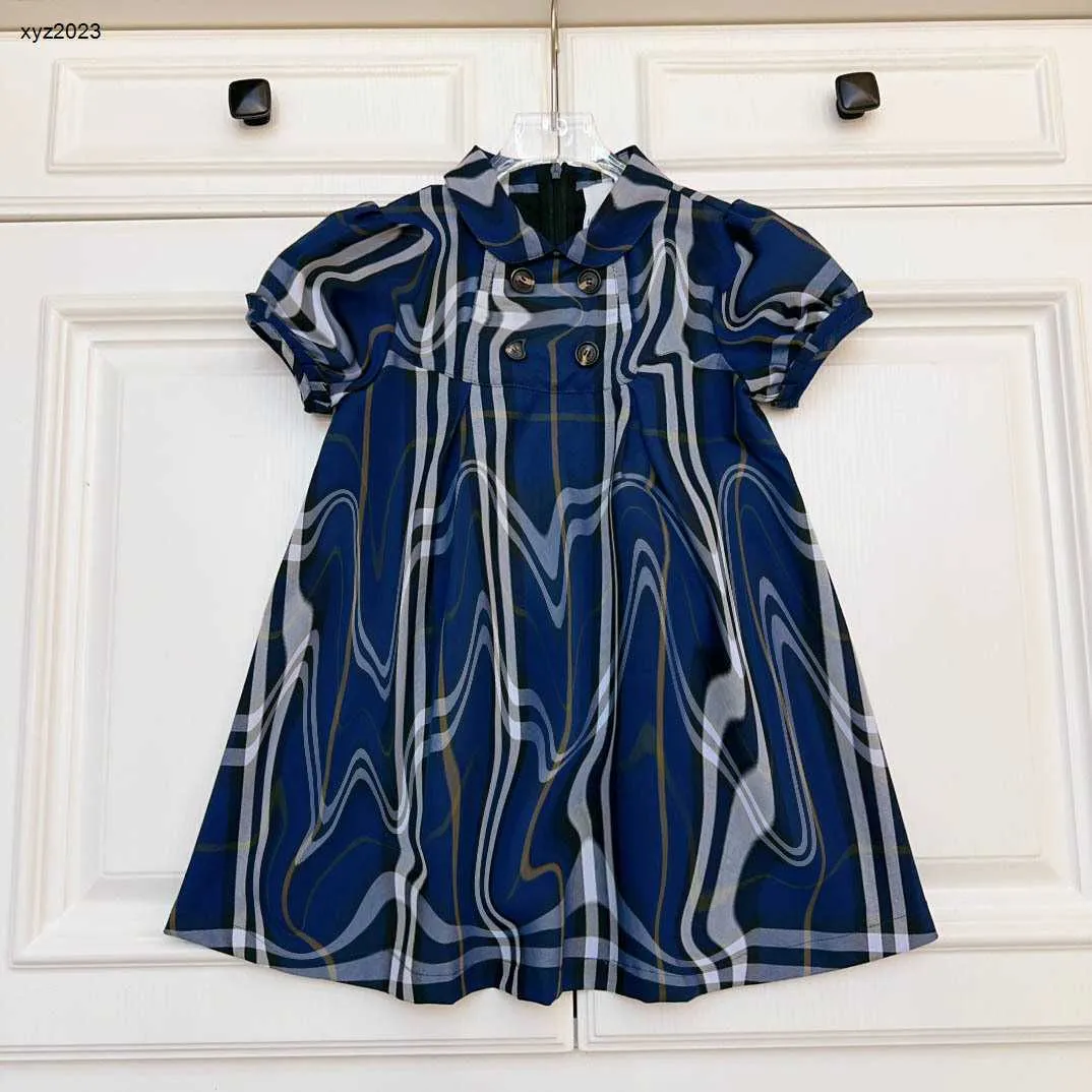 Fashion Girls Dresses Kids Designer Kleding Blue Stripe Design Baby Rok Child PartyDress Maat 100-160 cm Princess Jurk 24mar