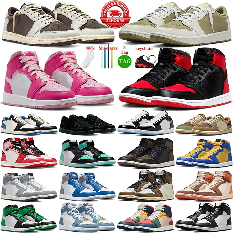 Jumpman 1 basketskor Fierce Pink Chicago 1s Låga golfskor för män Kvinnor Fierce Pink Black Phantom Football Boots Dghate Tennis Trainers Sneakers Dhgate