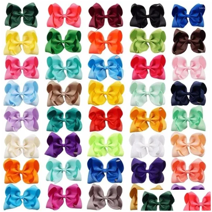 Accessoires pour cheveux Cn 100 pièces/lot 5 couleurs, nœud en ruban solide avec Clips pour filles, épingles à cheveux pour enfants, 40 couleurs, livraison directe, maternité pour bébé DH054