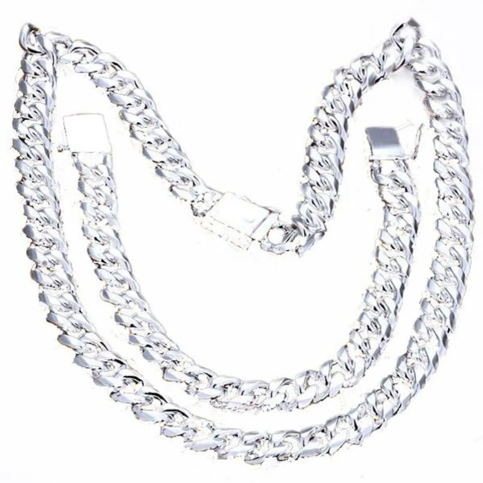 High Quality Men Jewelry Sets Elegant Necklaces Bracelets 925 Sterling Silver 1 1 Figaro Chain212b