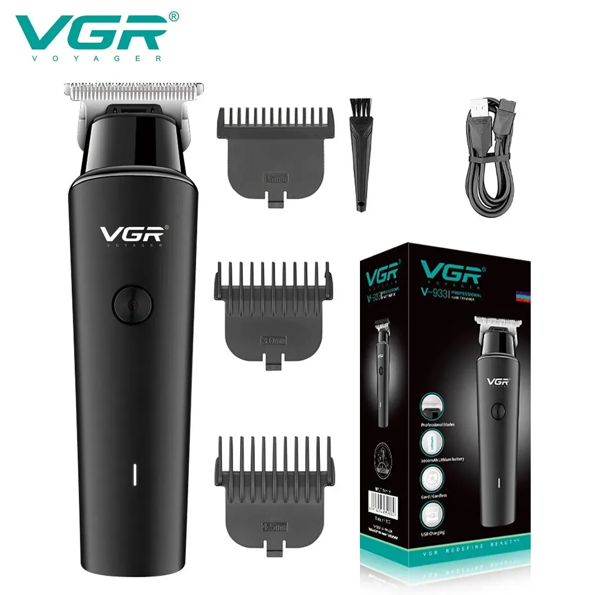 VGR Hair Cutting Maszyna Profesjonalna broda do krawędzi Broda TRIMREM USB USB ładowna elektryczna trymer bezprzewodowy dla mężczyzn V-933 240322