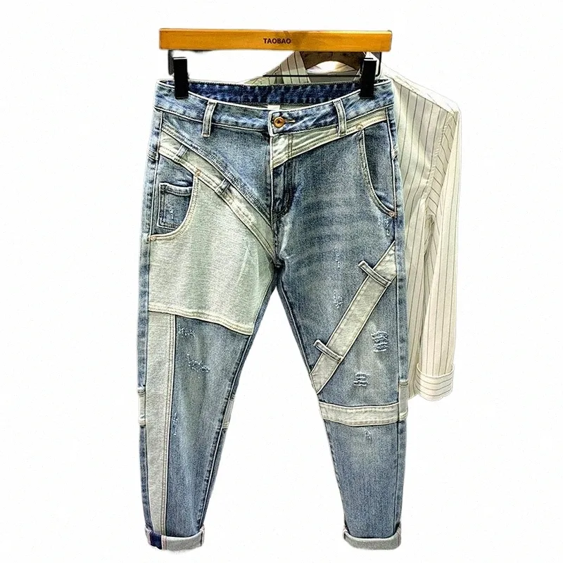 Supzoom Neue Ankunft Heißer Verkauf Top Fi Herbst Zipper Fly Geschmorte Casual Patchwork Cargo Denim Taschen Cott Jeans Männer 850H #