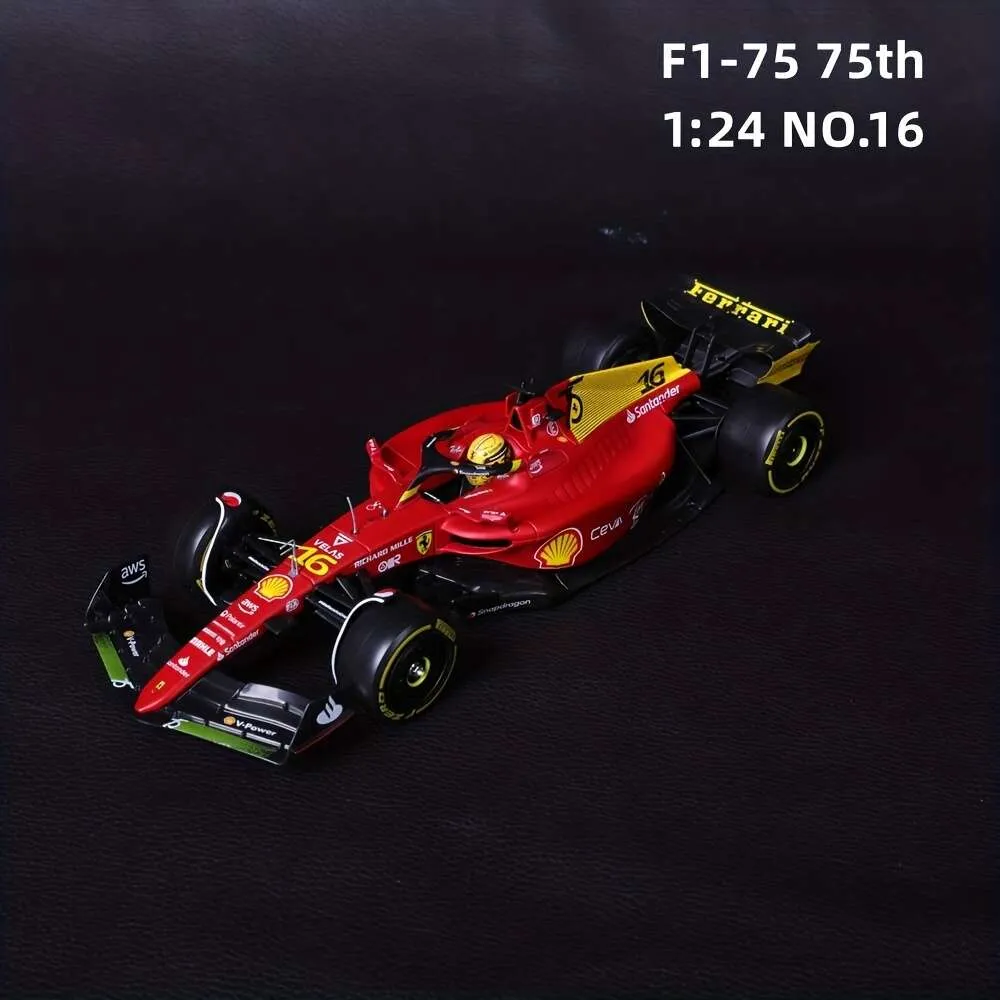 BBURAGO 1:24 F1-75 75. Yıl Dönümü Formül Yarışı Alaşım Dekorasyon Araba Modeli Koleksiyonu 16 # 55