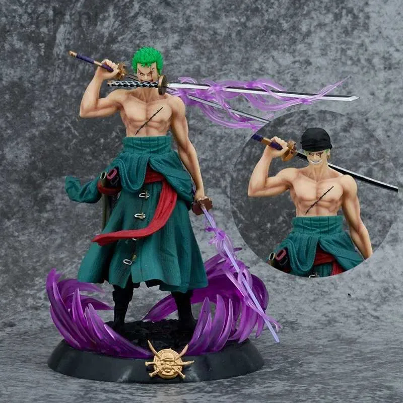 Anime Manga One Piece Manga Anime Figurine 20.5cm Roronoa Zoro Ornaments Figure PVC Children Toys Collection Cartoon Gift Model Decoration 24329