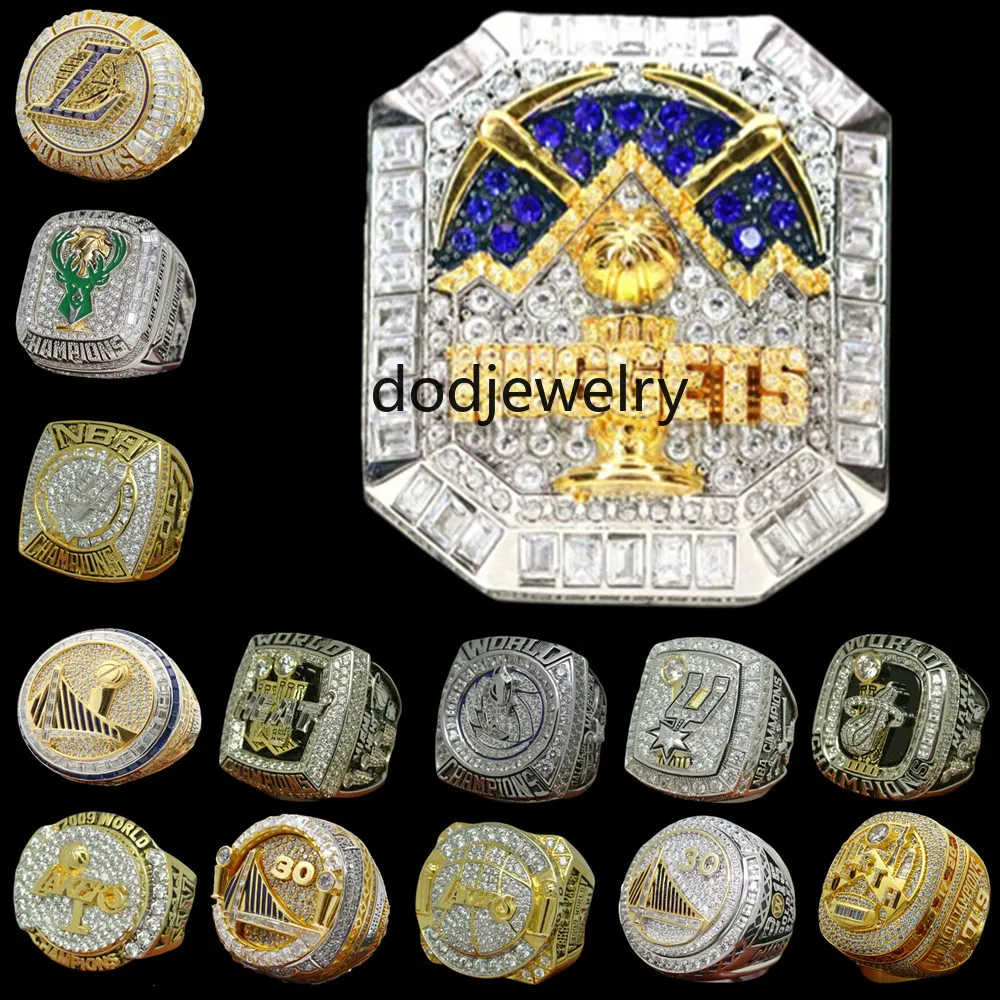 Luxo World Basketball Championship Ring Set Designer 14K Gold Nuggets Team JOKIC Champions Anéis para Homens Mulheres Estrela Diamante Esporte Jóias