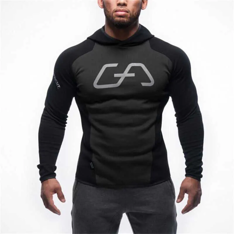 Muscle Brother Sweater Mens Sports Fitness Pulôver Slim Fit Com Capuz