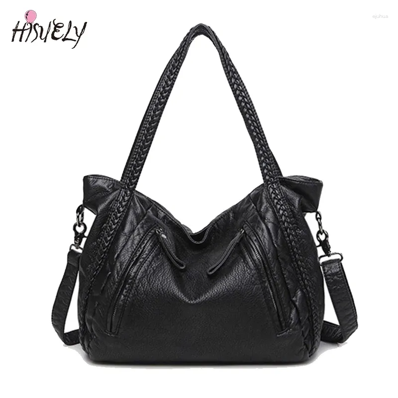 أكياس الكتف Hisuley Soft Pu Leather Tote Fashion Women Women Bag Bag Bag أكبر مصممة للماء محافظ الإناث