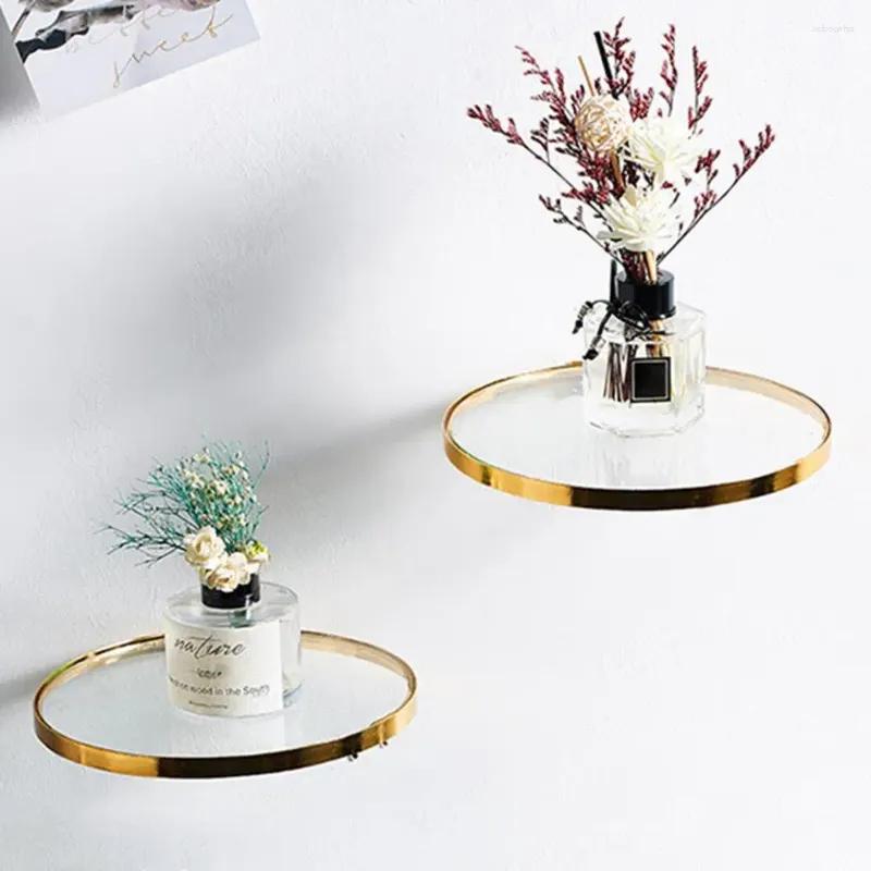 Piastre decorative creative in stile nordico squisito colore oro oro moderno scaffale muro di vetro che galleggia forte carico