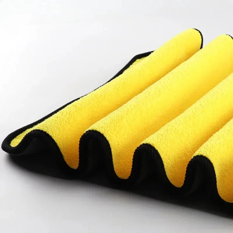 Nova toalha de limpeza de microfibra engrossar pano de secagem macio toalhas de lavagem do corpo do carro dupla camada trapos limpos 30/40/60cm