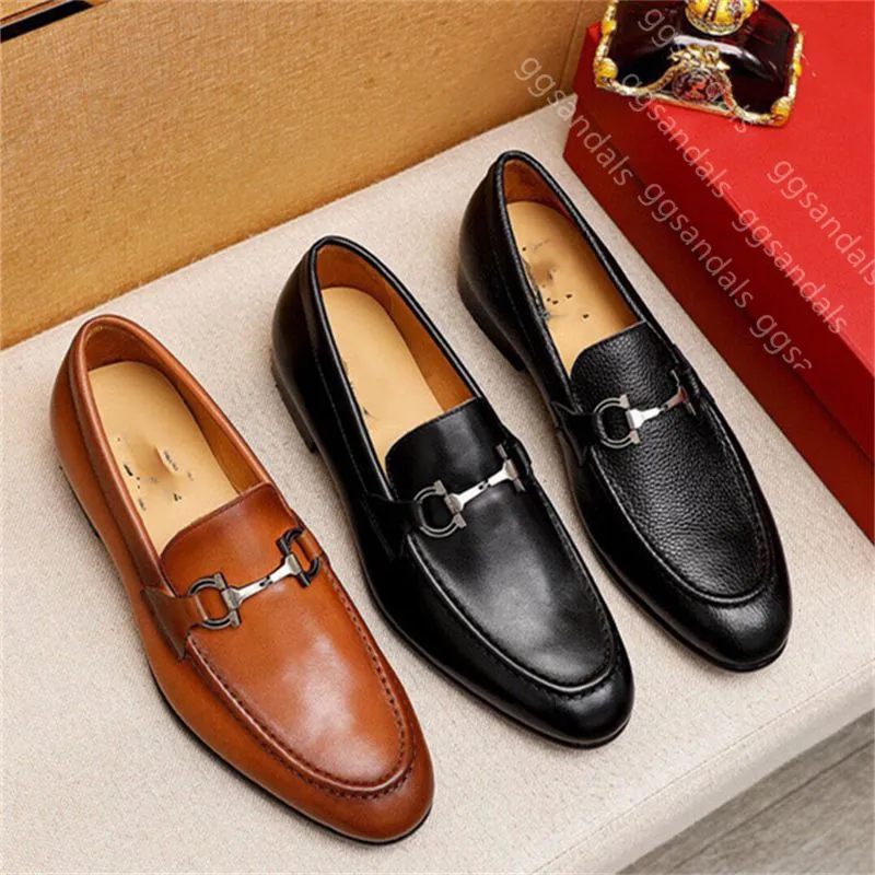 Designer vestido sapatos de luxo masculino sapato casual couro genuíno preto marrom negócios sapatos artesanais festa casamento mocassins formais