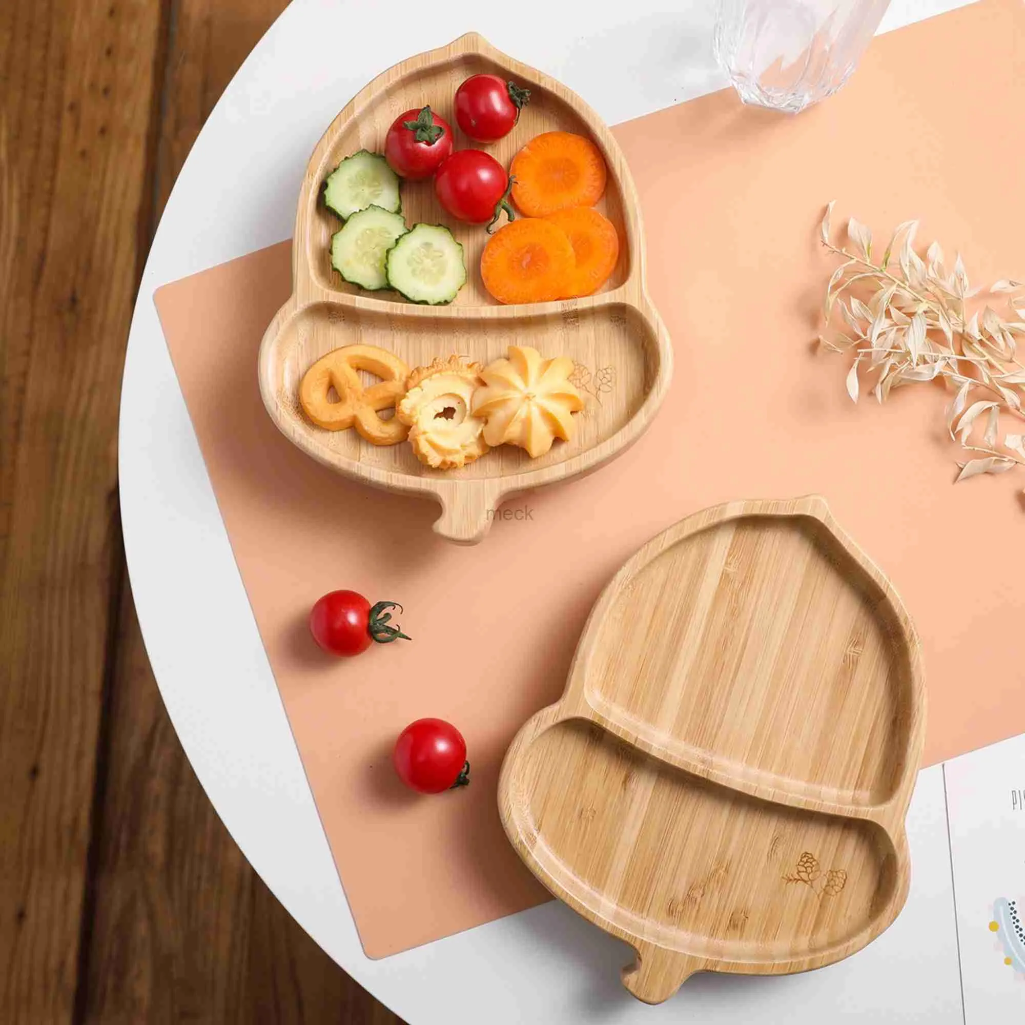 Copos Pratos Utensílios Pratos de Alimentação de Bebê de Bambu com Sucção Itens de Bebê Conjunto de Prato com Colher Garfo Crianças Criança Talheres Coisas de Bebê 240329