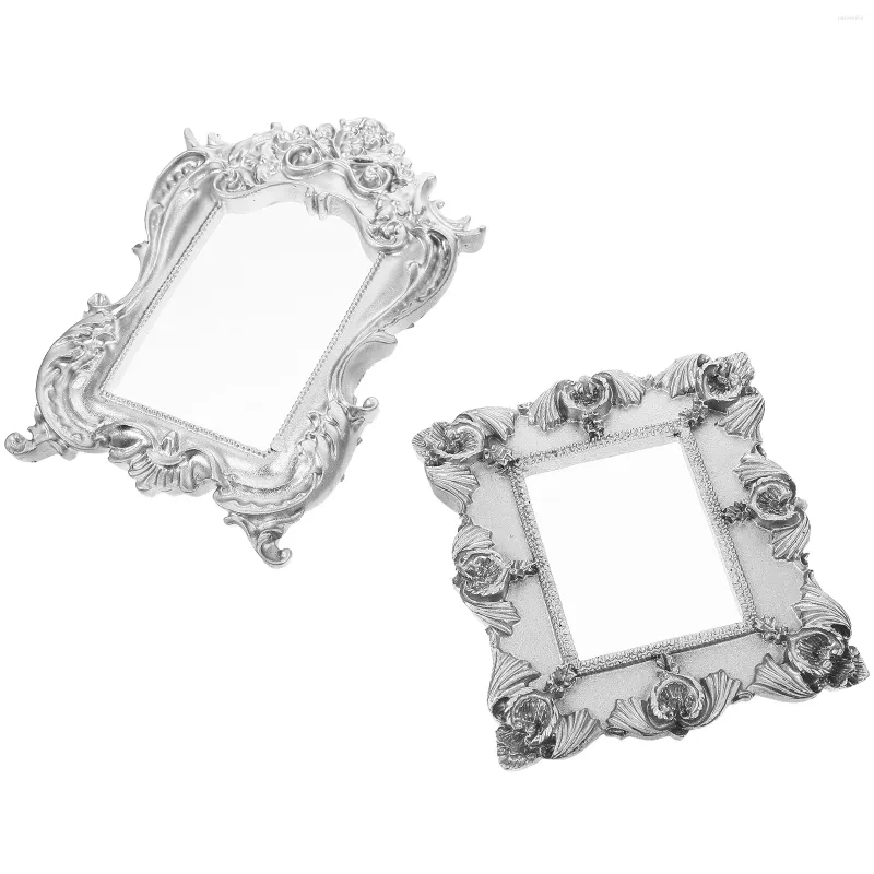 Frames 2 Pcs Mini Po Frame Props Family Picture Small Display Shelves Vintage Golden Ornaments Bulk For