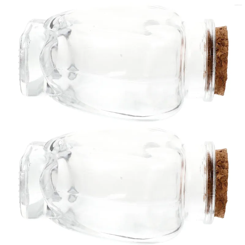 Storage Bottles 2 Pcs Miniature Wishing Bottle Decor Candy Buffet Holder Glass Containers With Lids