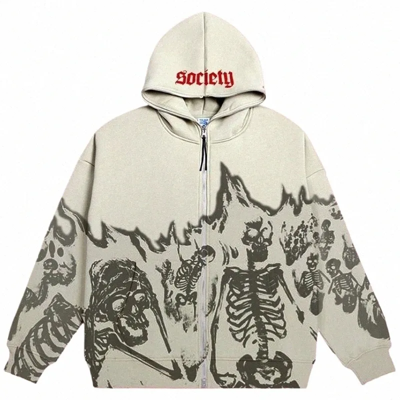big promoti Europe, America, autumn and winter styles for men and women New Y2K hoodie couple lg-sleeved skull coat traf sti 25Cs#