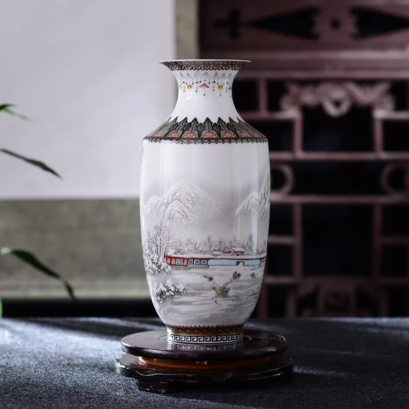 أفلام عتيقة Jingdezhen الخزفية مزهرية عتيقة المكتب الإكسسوارات الحرف الثلجية زهرة وعاء