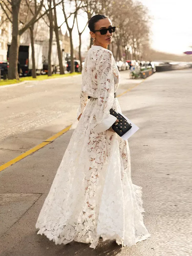 white lace wiggle dress The Kiara Dress in White Chantilly Lace 4 / White Chantilly Lace main image 0