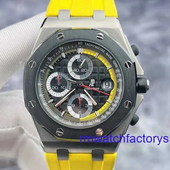 Ladies AP Zegarwatch Royal Oak Offshore Series 26207io Mens Watch Limited Edition Titanium Black and Yellow Timing 42 mm Automatyczny zegarek mechaniczny