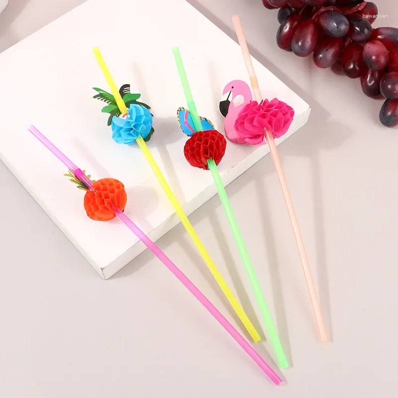 Kubki jednorazowe Słomki 50 cm 20 cm 3D Fruit Cocktail Plastikowe przyjęcie do picia Dekoracja Dekoracji Dekoracja