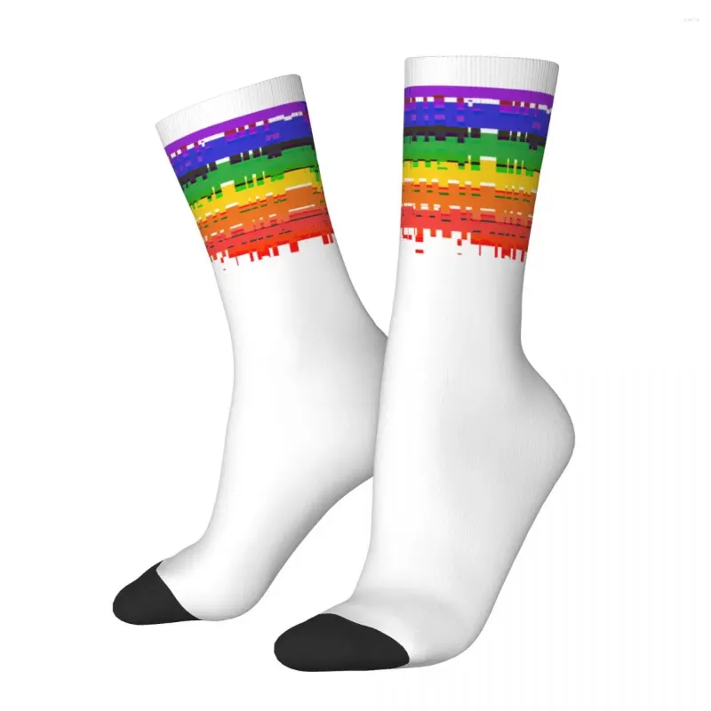 Men's Socks Retro Lgbt Pride Gay Basketball Rainbow Polyester Crew For Women Men