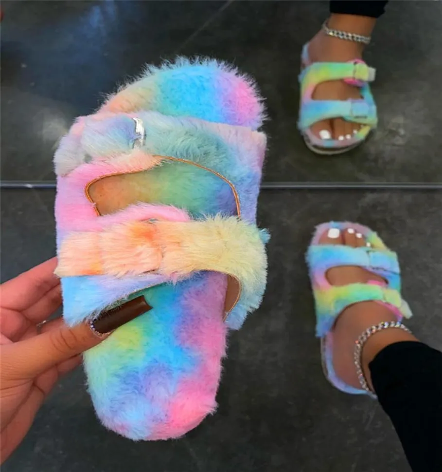 2021 Women039s Colorful Slippers Winter Warm Candy Color Lowheeled Slippers Casual Sports Beach FlipFlops Girls Home Clothing4994331