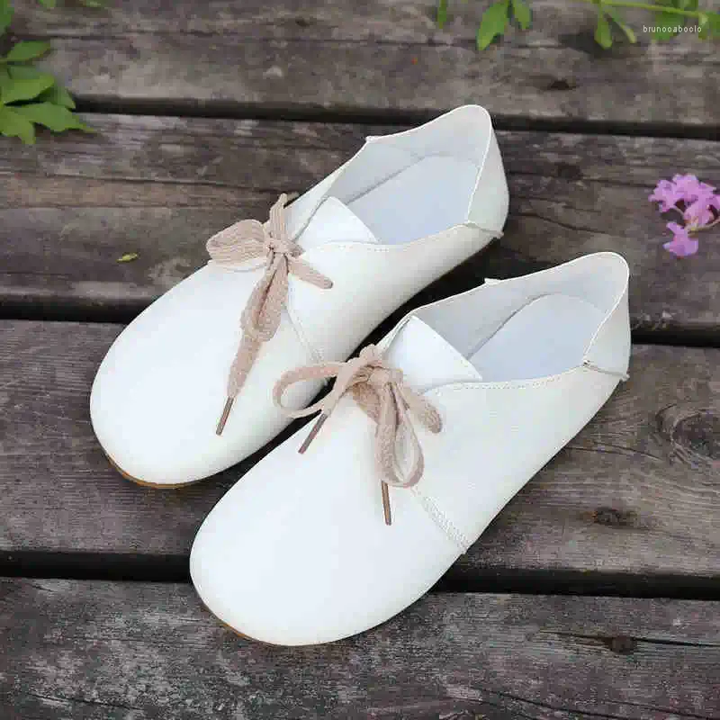 Walking Shoes Women Female Department Round Head Single White Women's Flat Children's Brand Art Summer