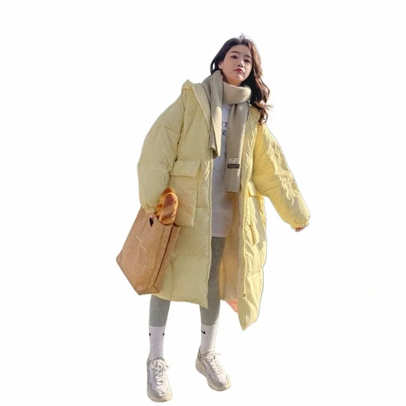 Manteau en duvet épais pour femme, mi-long, veste coréenne au-dessus du genou, hiver et automne, 2023 B8C4 #