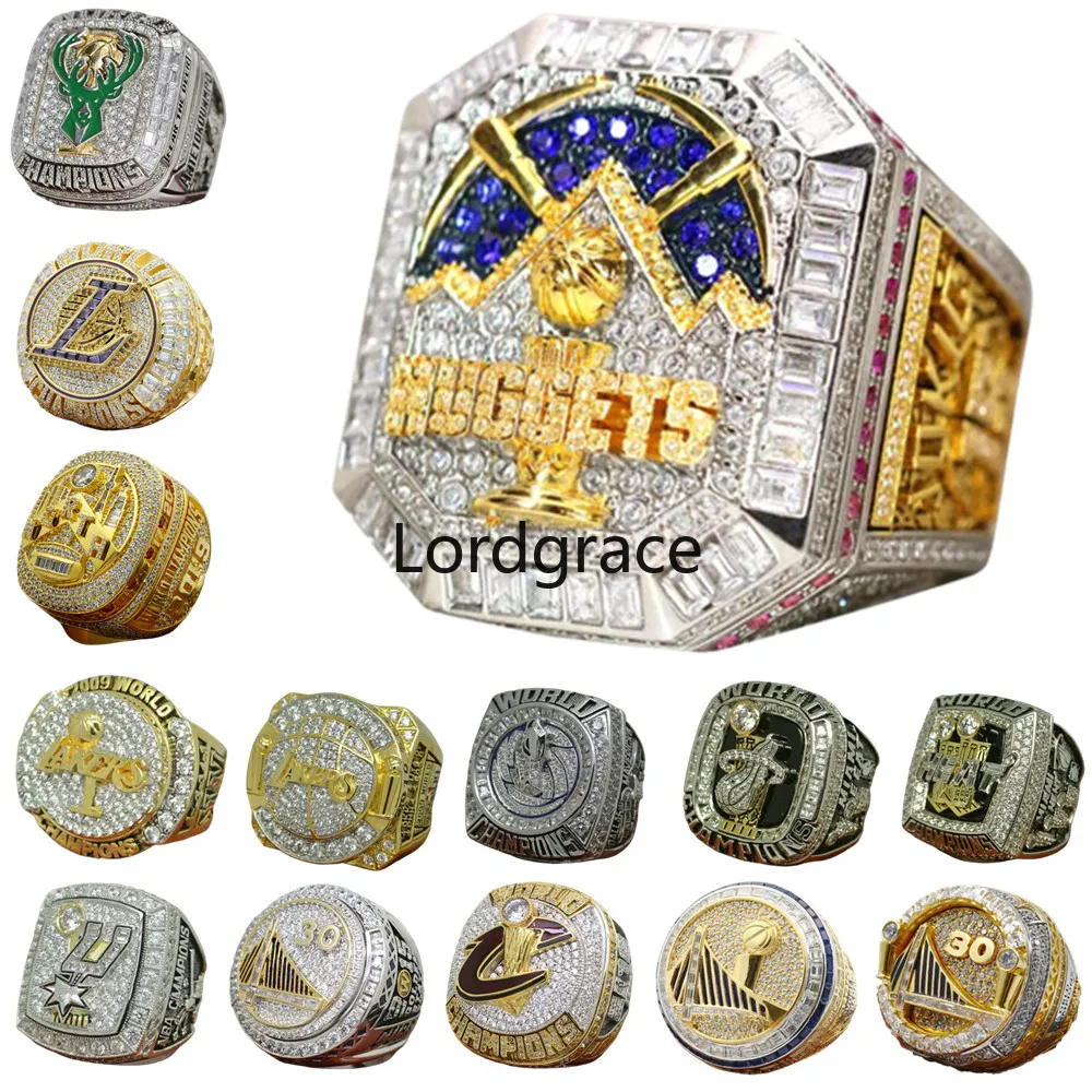 Luxe World Basketball Championship Ring Set Designer 14K Gold Nuggets JOKIC Champions Ringen voor Heren Dames Diamond Sport Sieraden