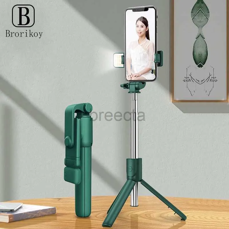 Selfie Monopods Bluetooth sans fil Selfie bâton Mini trépied pliant monopode extensible avec lumière de remplissage obturateur à distance pour IOS Android téléphone tenir 24329