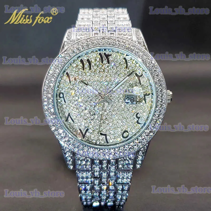 Otros relojes Cuarzo con diamante BlingBling Ice Out Calendario es para mujeres Hombres Reloj de mano impermeable Hip Hop con estilo Dropshipping T240329
