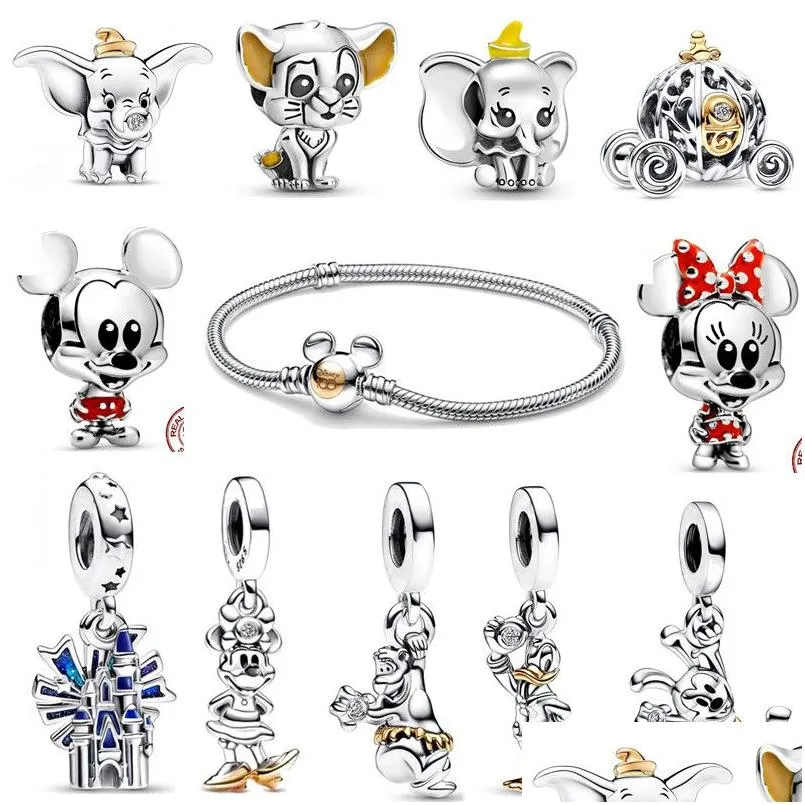 Bracelets de charme Nouveau 100ème anniversaire Bracelet de souris Disnes Canard Pig Elephant Pendentif DIY Fit Pandoras Designer Collier pour femmes Juif Oty7W