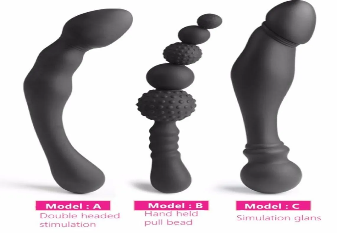 NEW 3 Styles Manual Black Big Pull Beads Anal Plug Silicone Dildo Anal Double Head Butt Plug Sex Toys For Gay Men8461686