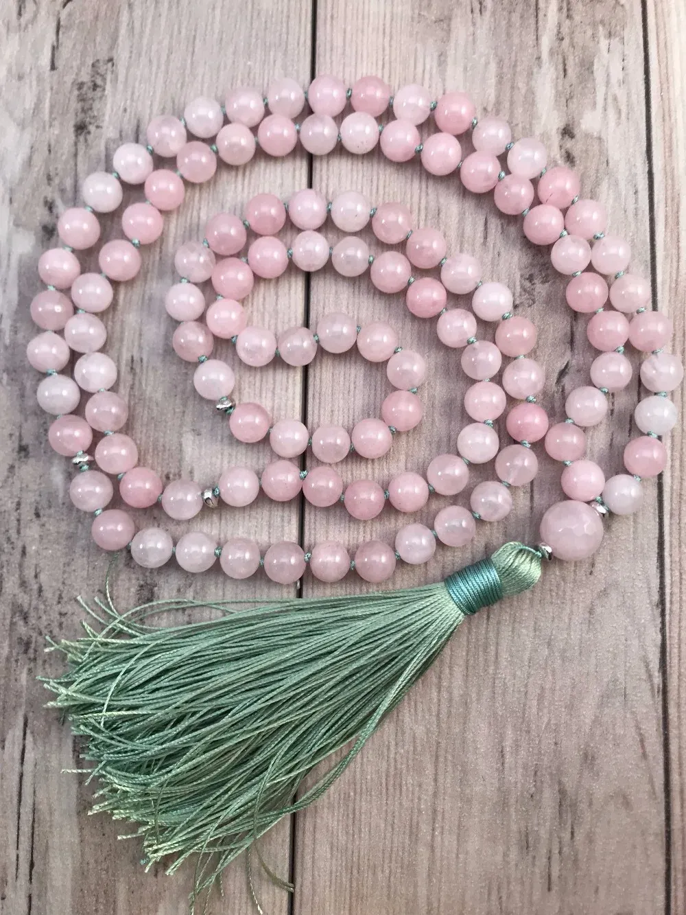 Kolyeler 108 Mala Boncuk Kolye Rosequartz Düğümlü Kolye Yoga Mala Meditasyon Boncukları Erkek Takı Dua Kolyeleri PUBSEL KOLLER