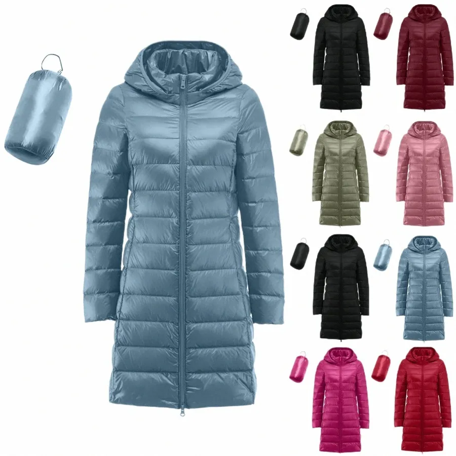 2023 inverno das mulheres coreano fi fino remover com capuz parka fiable outerwear para baixo jaquetas lg luz fina casaco puffer jaqueta h24x #