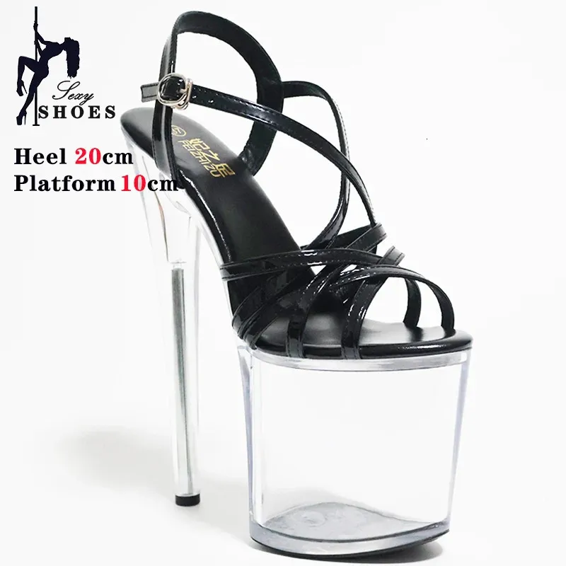 Sandales à talons pour femmes, 8 pouces, 20cm, cristal exotique transparent, haute strip-teaseuse, pôle danse, modèle Tshow, Catwalk, chaussures pour dames, 240327