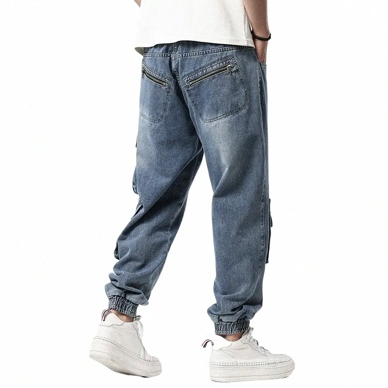 Plus Size M-8XL Fi Mannen Jeans Cargo Broek Mult-Zakken Tactische Jean Streetwear Hip Hop Toevallige Mannelijke Denim broek 47N0 #