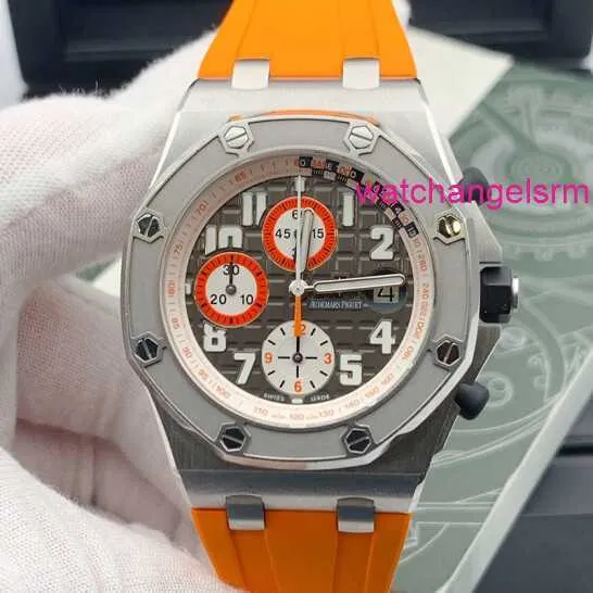 Montre-bracelet suisse AP Royal Oak Offshore Series Machines automatiques en acier de précision 42 mm Affichage de la date Fonction de synchronisation Montre pour homme Acier de précision 26175ST