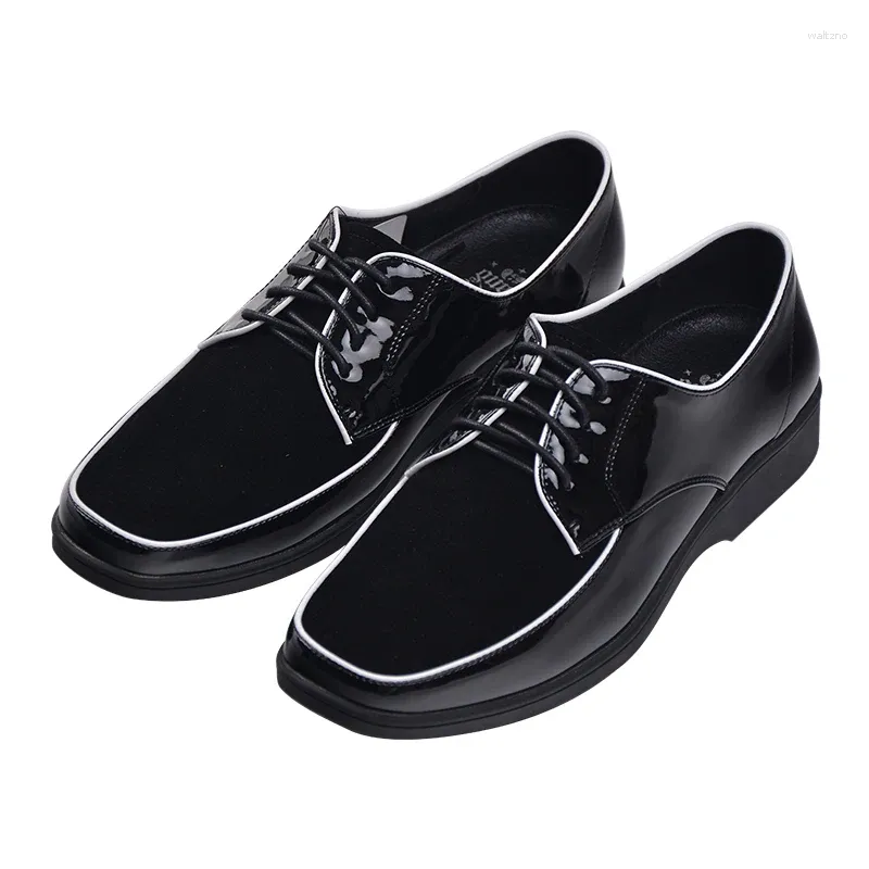 Casual Shoes Europe Trend Black Dancer Shoe Popping Hip Hop Dance Suede Patent äkta läderlåsning Poppinprestanda Vit