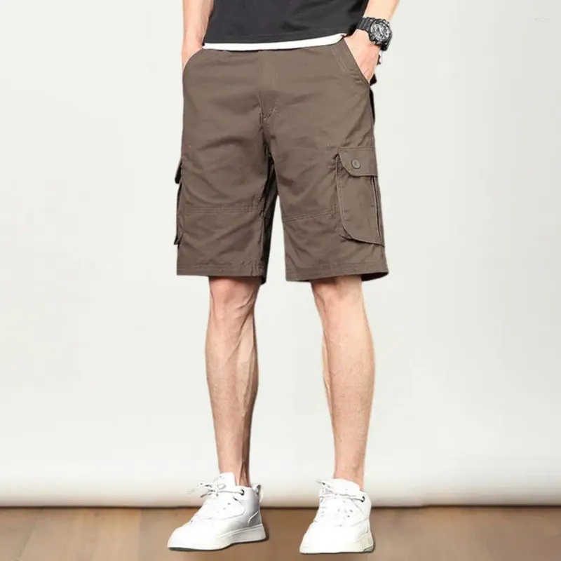 Shorts pour hommes Hommes Cargo Summer avec multi-poches Design Bouton Fermeture à glissière Jambe large Longueur au genou pour un style élégant