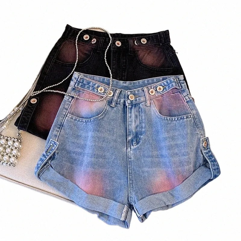 Plus Größe L-4XL Denim Vintage Shorts Für Frauen Hohe Taille FI Sommer Doodle Jean Hosen Y2K Kleidung Weibliche Freies Schiff S1k1 #