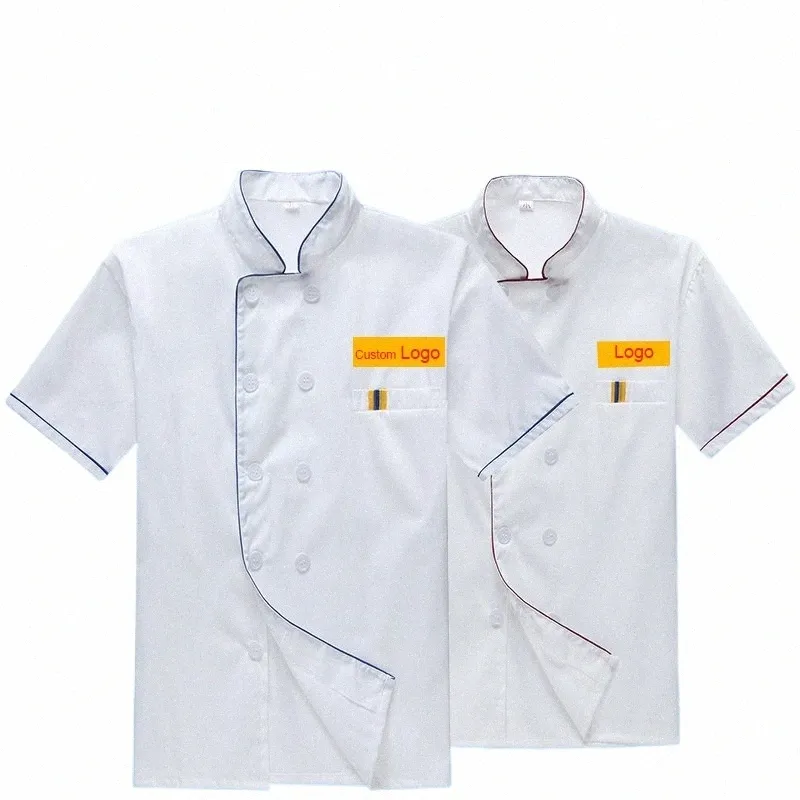 Restauration Uniforme À Manches Courtes Hommes Chef Veste Cuisine Travail Uniforme Hôtel Cuisine Chemise Boulangerie Femmes Serveur Restaurant Vêtements x3tI #