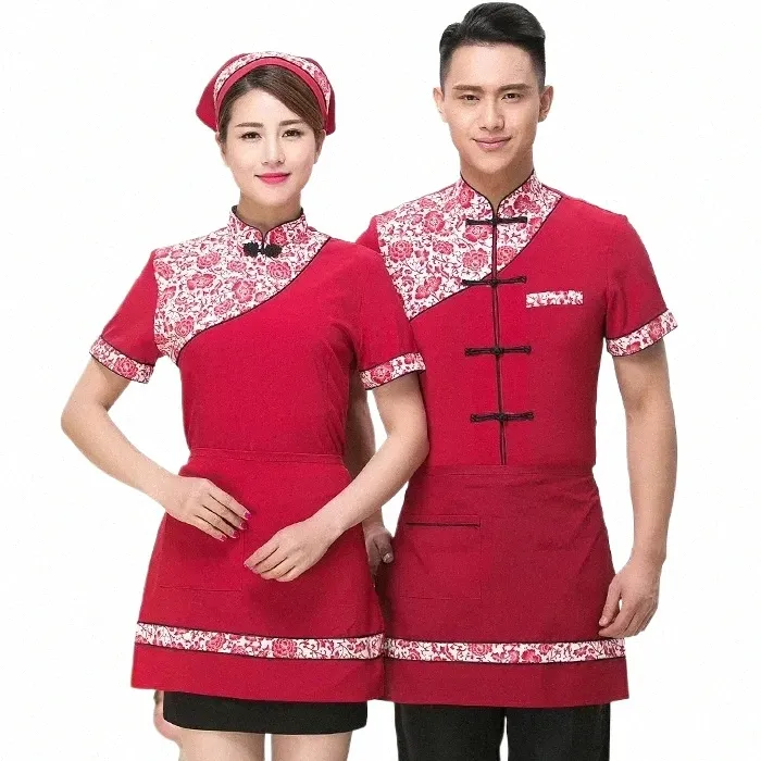 Nieuwe Ober Restaurant Uniform Nieuw Ontwerp Korte Mouw Chinese Hotel Waitr Uniform Food Service Ober Uniformen voor Man/vrouw q0uY #