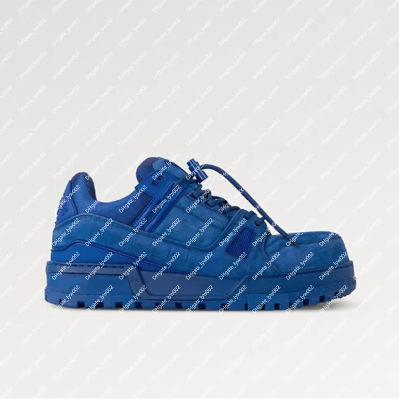 Explosion Nya herrtränare Maxi Sneaker 1Acn3a Blue Alligator-tryckt nubuck kalvläder Tekniska snören Stopper Fashion-Forward Flowers Overized Fit Top