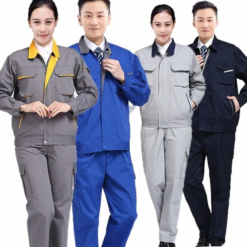 welding Suit Lg Sleeve Working Uniform Wear-resistant Breathable Comfortable Auto Repair Workshop Mechanical Working Coveralls W7MJ#