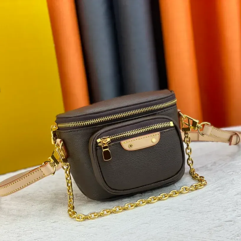 Fanny Pack Kieszonkowe torby łańcuchowe Kobiety Mens Bombag Cross Body Clutch Torby Tote Classic City Oryginalna skórzana torba na ramię