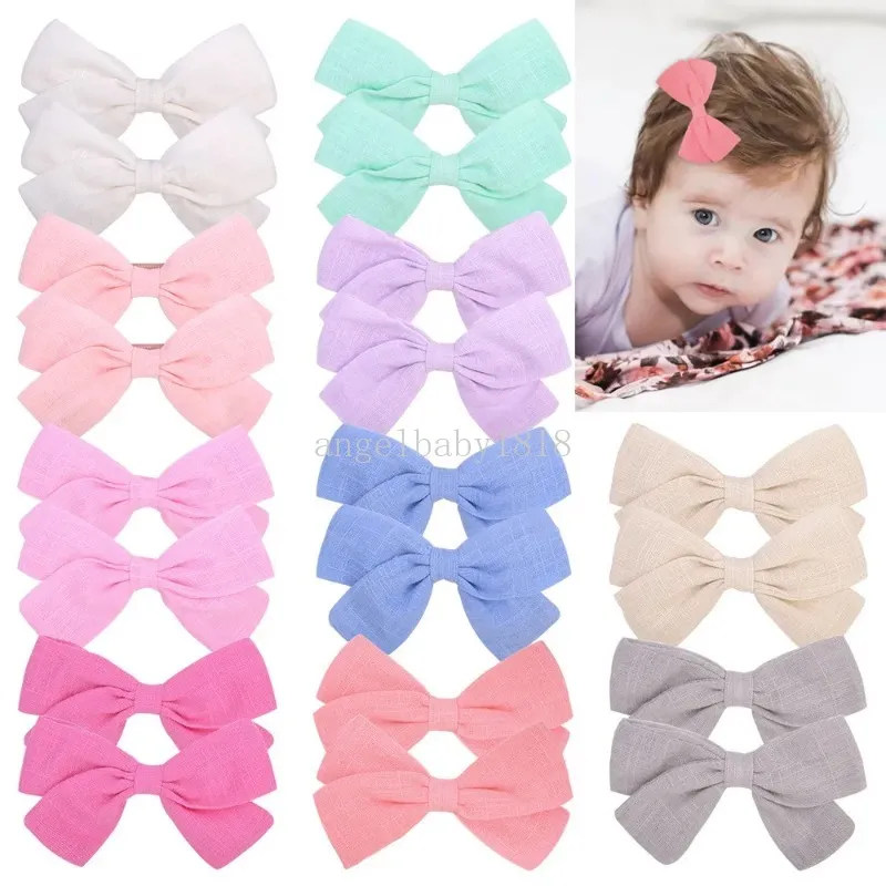 Handmade Solid Bow Hair Barrettes For Babies And Toddlers Stylish